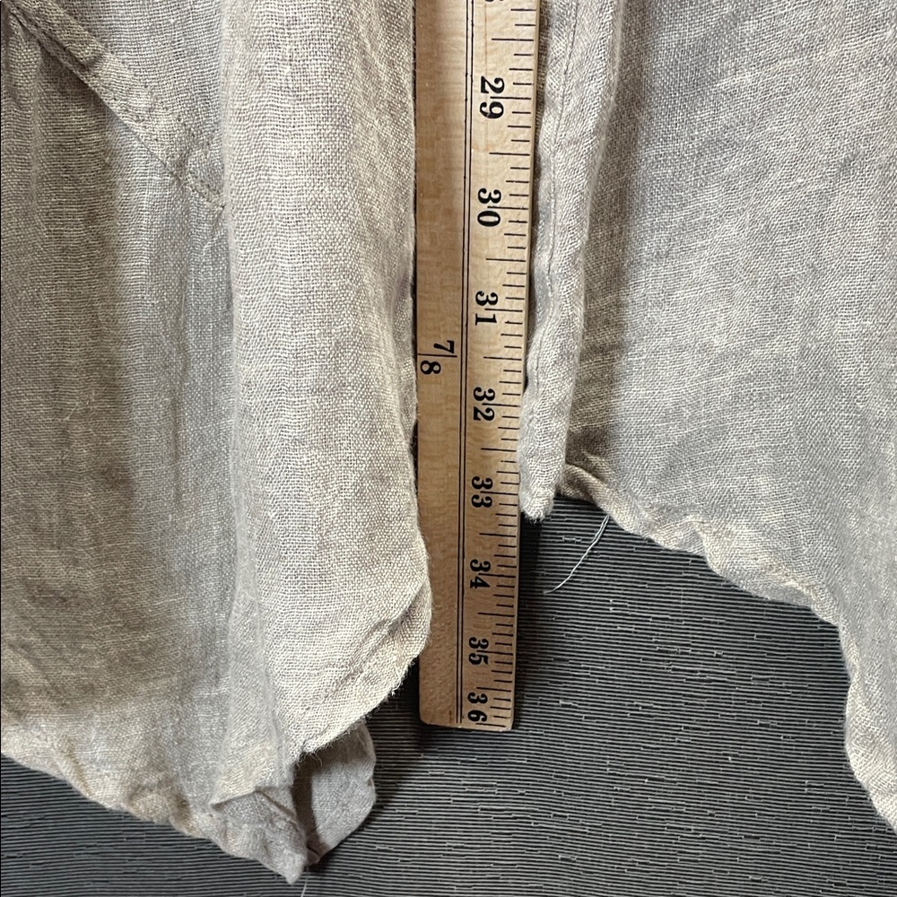 Match Point High-Low Ruffle Hem Dress oversized in Dark Gray 100 % linen - Picture 5 of 8